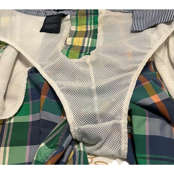 TOMMY HILLFIGER SWIM TRUNKS, DRAWCORD, POCKETS, MENS-M-GREEN YELLOW BLUE ORANGE - Picture 7 of 12